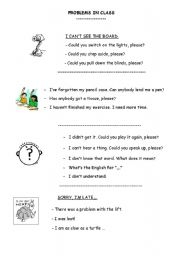 English worksheet: problems in class