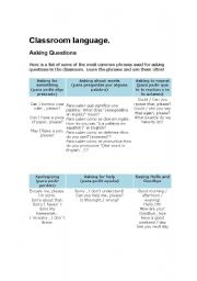 English worksheet: Classroom language