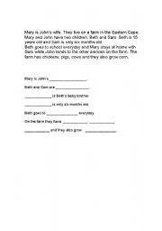 English worksheet: Family Comprehension