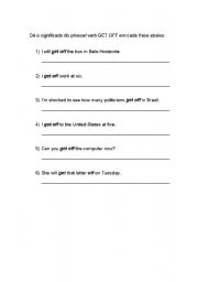 English Worksheet: Uses of GET OFF