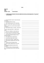 English Worksheet: Quiz for Future (Will/Shall, Be + going to, Fixed Arrangement) 