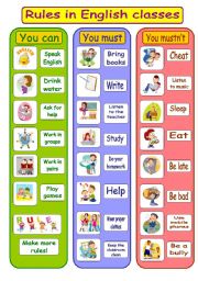 Rules in English classes - poster - ESL worksheet by marta v