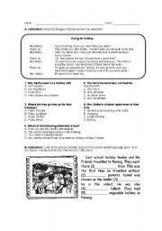 English Worksheet: Going For Holidays