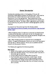 English worksheet: Introduction to Centers