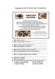 English Worksheet: Food Ad