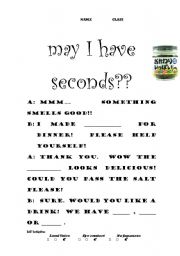 English worksheet: May I have seconds 2nd year role play
