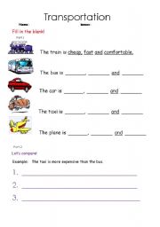 English Worksheet: Transportation