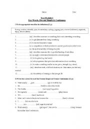 English Worksheet: Test on Present Simple and Present Continuous