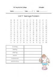 English worksheet: teenage problem