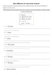 English worksheet: How different are men from women? Compatarive Forms