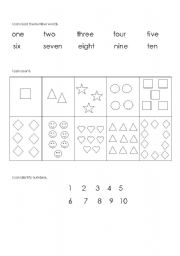 English Worksheet: numbers 1 -10