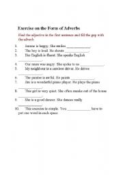 English worksheet: Adverb Worksheet