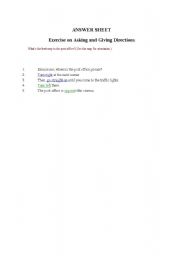 English Worksheet: Giving directions