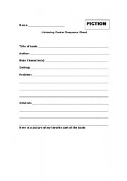 English worksheet: Listening Center Response Sheet