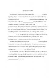 English Worksheet: Cloze activity: My Christmas Vacation travels 