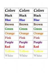 English Worksheet: Basic Colors