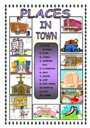 Places in town - matching worksheet - ESL worksheet by Andrea_cro
