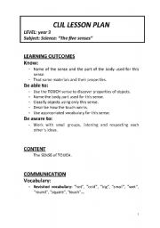 CLIL Lesson Plan for the TOUCH sense
