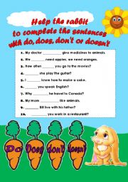 English Worksheet: do/does/dont/doesnt