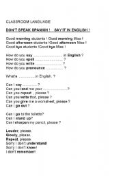 English Worksheet: classroom vocabulary