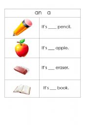 English Worksheet: a or an