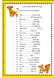English Worksheet: Present Simple with the Lion King