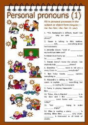 English Worksheet: Personal pronouns 1