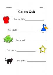English worksheet: Quiz on Colors