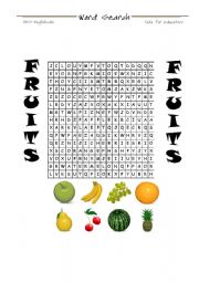 English Worksheet: Fruits wordsearch