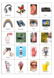 English Worksheet: 5 Senses Cards and Game