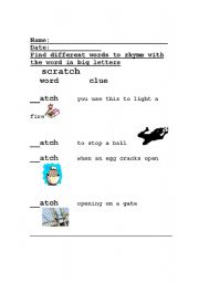 English worksheet: Rhyming words for snatch