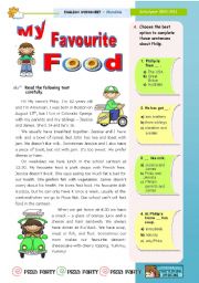 My favourite food  -  Reading (leading to Writing)  for Upper Elementary & Lower Intermediate Sts.