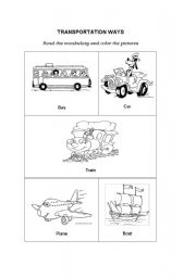 English worksheet: Transportation ways