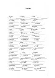 English worksheet: wordlist of nce