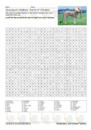 WORDSEARCH: PARTS OF THE ANIMAL BODY