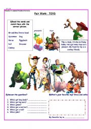English Worksheet: Toy Story/ Toys/ Adjectives
