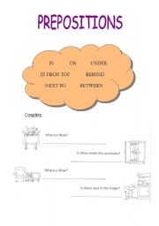 English worksheet: PREPOSITIONS