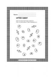 English worksheet: candy letters
