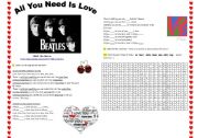 THE BEATLES ALL YOU NEED IS LOVE song-based activity (fully editable, +answer key)