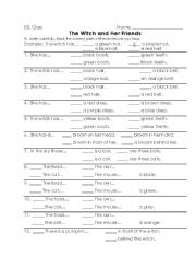 English worksheet: The Witch and Her Friends