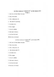 English Worksheet: Check if the sentence is correct