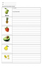 English worksheet: my favorite fruit