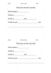 English worksheet: describing about your  friend