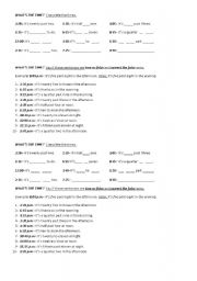 English Worksheet: telling the time