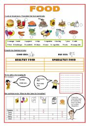 Healthy Food Worksheet Healthy food worksheets 