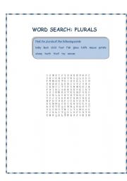 English worksheet: Word search: Plurals