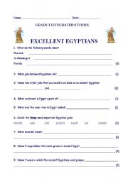 English worksheet: Test on the Ancient Egyptians