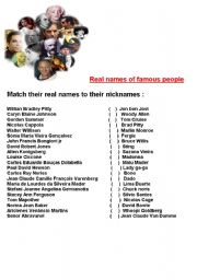 English Worksheet: real name for famous  people part 1