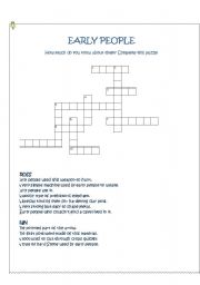 English Worksheet: Early People Criss Cross Puzzle