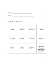 English worksheet: I know my colors worksheet